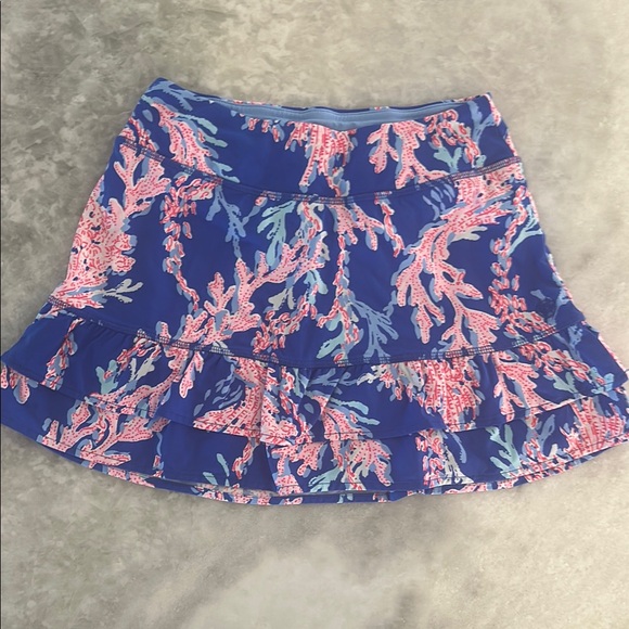 Lilly Pulitzer Pants - Lilly Pulitzer Luxletic UPF50 Fern Skort Borealis Blue & Pink Coral Print XXS